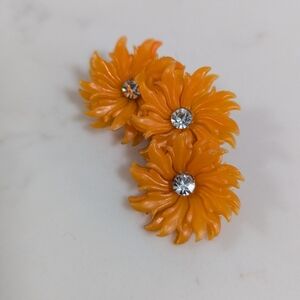 Vintage Orange Flower Earrings